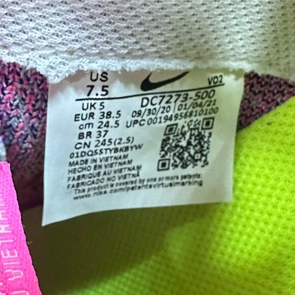 ❤️Rare Nike AF 1 Crater Flyknit Womens Shoes Sz 7.5 Fuchsia Pink 2020 DC7273-500 - Picture 9 of 15